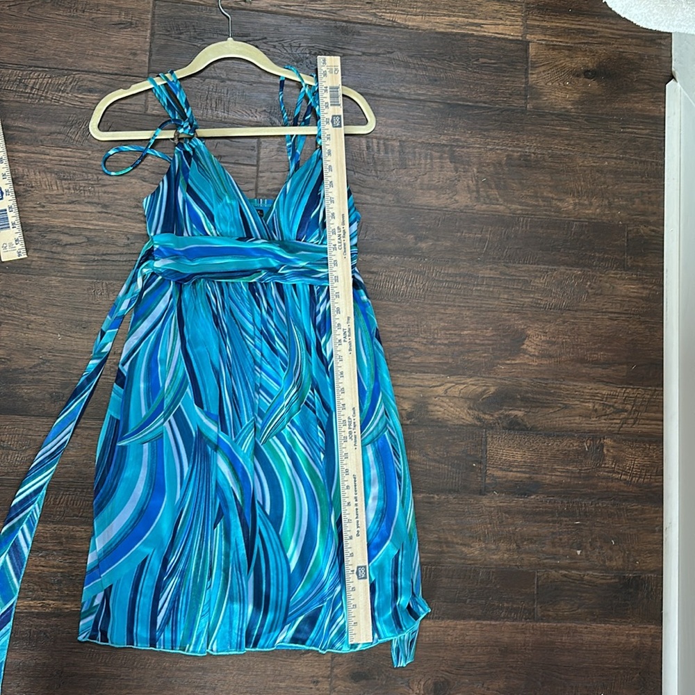 City Triangles Teal & Blue Swirl Midi Dress Y2K retro 13 going on 30 millennial - Picture 12 of 16